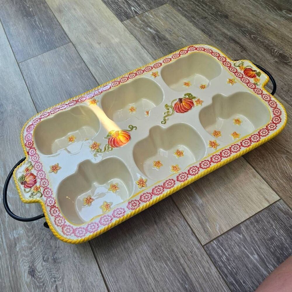 Temp-tations Pumpkin Patch Muffin Baking Pan w/ Wire Rack Fall Halloween Thanksg